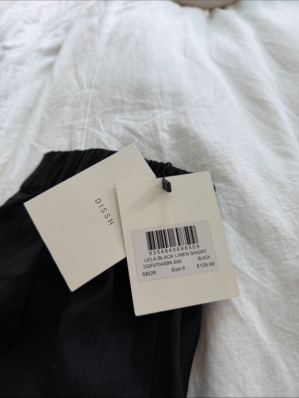 DISSH Black Lela Linen Shorts with Elastic Waist